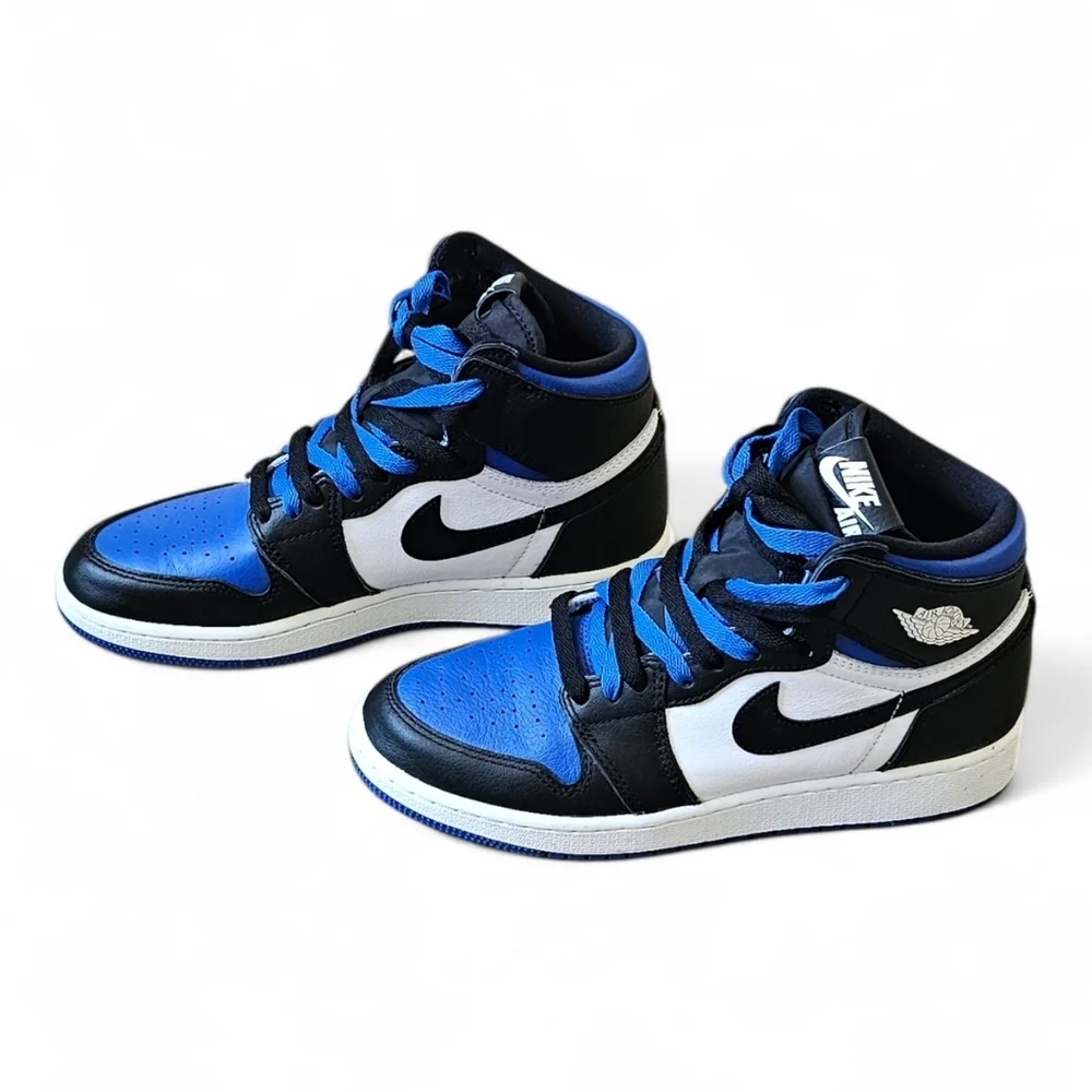 Air Jordan 1 Mid Royal Blue Black Youth Sneakers Size 5.5Y